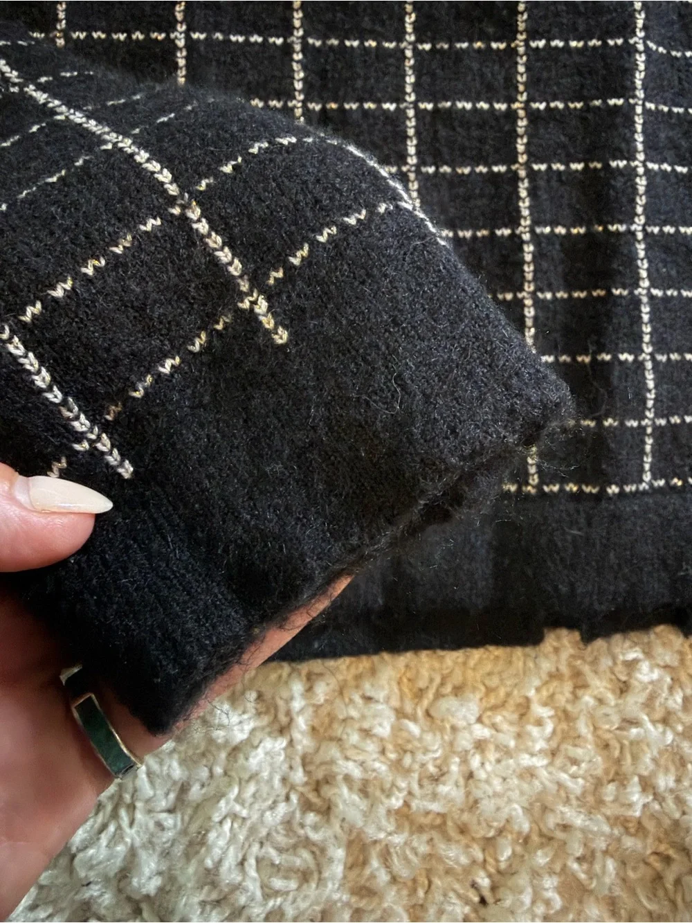 Ann Taylor Factory Black Windowpane Button-Front Cardigan